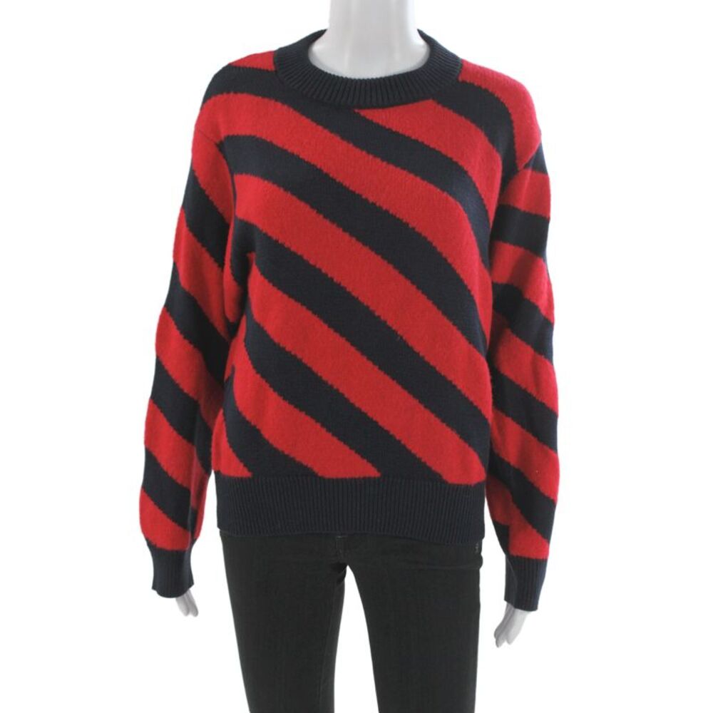 Nation Los Angeles Unisex Pullover Striped Dark Blue Crewneck Size M